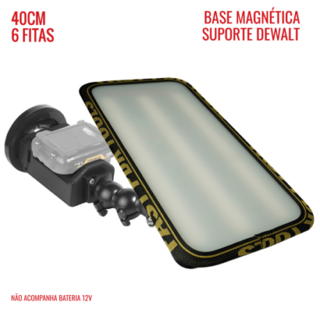 LED Light Street PRO Light (40 cm) 6 fitas suporte Dewalt 12v com base magnética